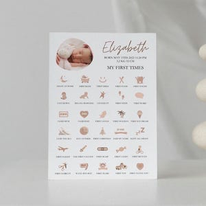 Póster de mi primera vez, regalo para un bebé recién nacido, póster editable de la primera vez del bebé, regalos de baby shower, primer año del bebé, impresión de memoria del bebé