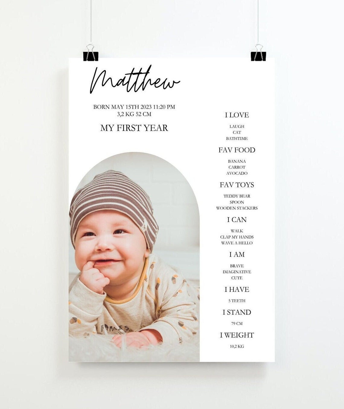 1st Birthday Photo Collage Sign, 1st Birthday Milestone Board ...