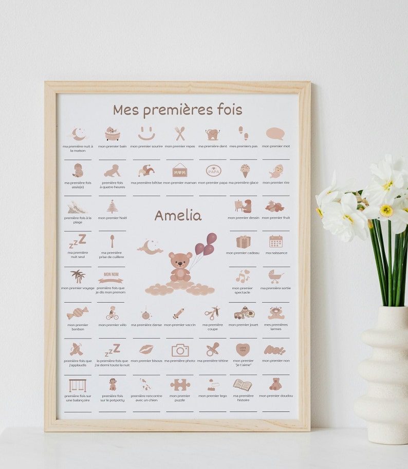 Poster My first times baby | Baby room wall decoration | Baby birth poster | Digital Poster | Birth gift idea