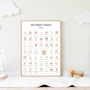 Mis primeras veces, regalo para un bebé recién nacido, póster editable de las primeras veces del bebé, regalos para baby shower, primer año del bebé, impresión de recuerdos del bebé