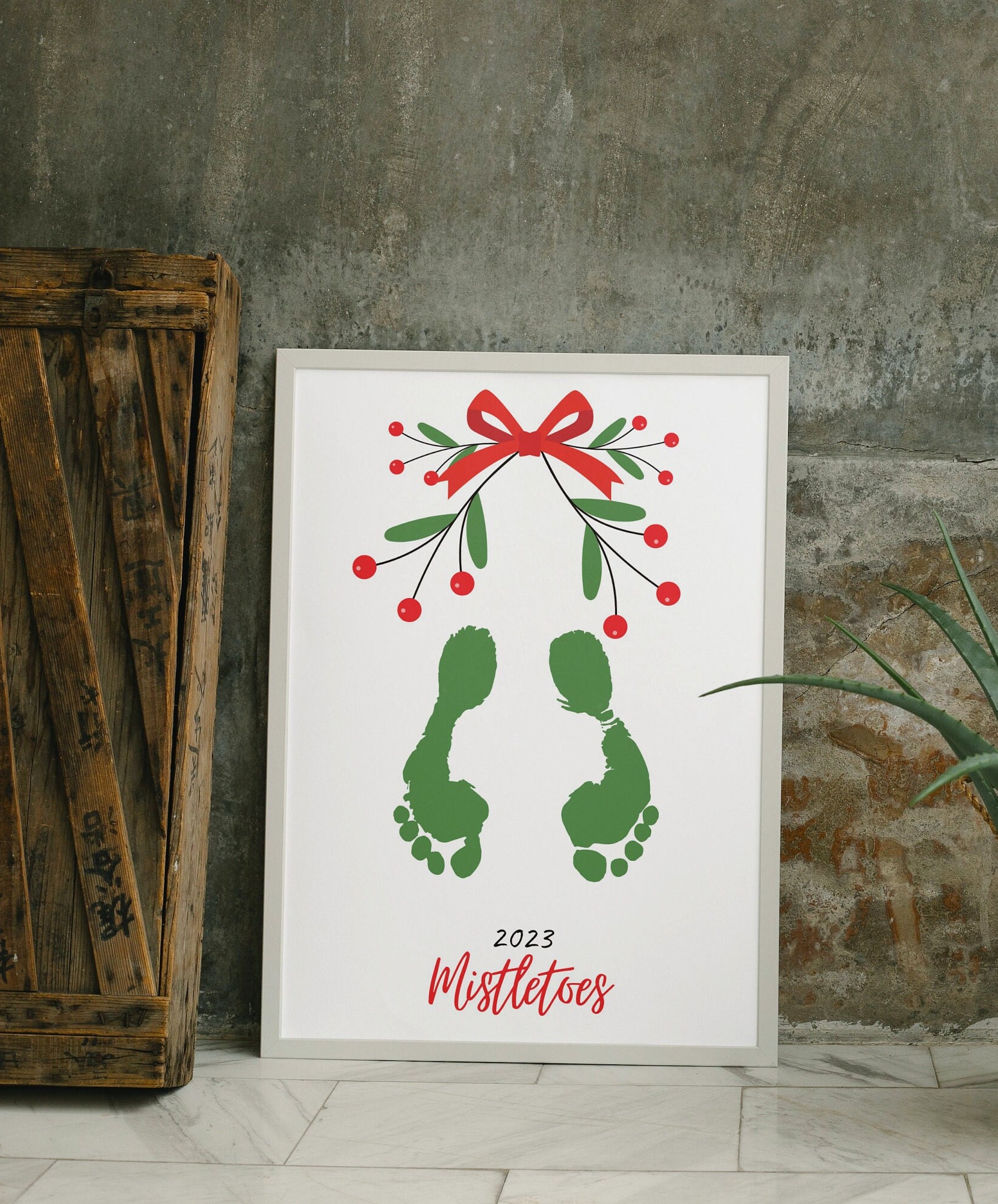 Printable Mistletoe Footprint 2023 Mistletoes Mistle-toes - Etsy
