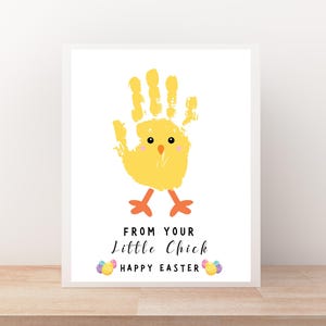 Happy Easter Handprint Art Little Chick, Baby Spring Keepsake Memory Toddler Kid,  Easter Chick Handprint Craft Kids DIY Printable Activity