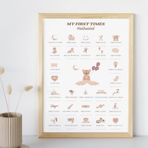 Cartel Mi primer bebé, Mi primer cartel bebé, Cartel editable de la primera vez del bebé, Regalo único de baby shower, Impresión de memoria del bebé, Neutral