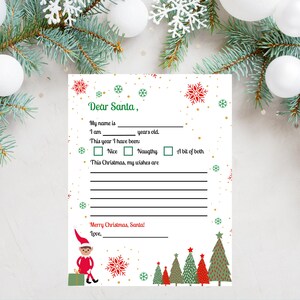Brief an Santa druckbare, Brief an Santa Brief, Weihnachtswunschliste, digitaler Download Brief an Santa, Sofortdruck-Brief an Santa-Vorlage