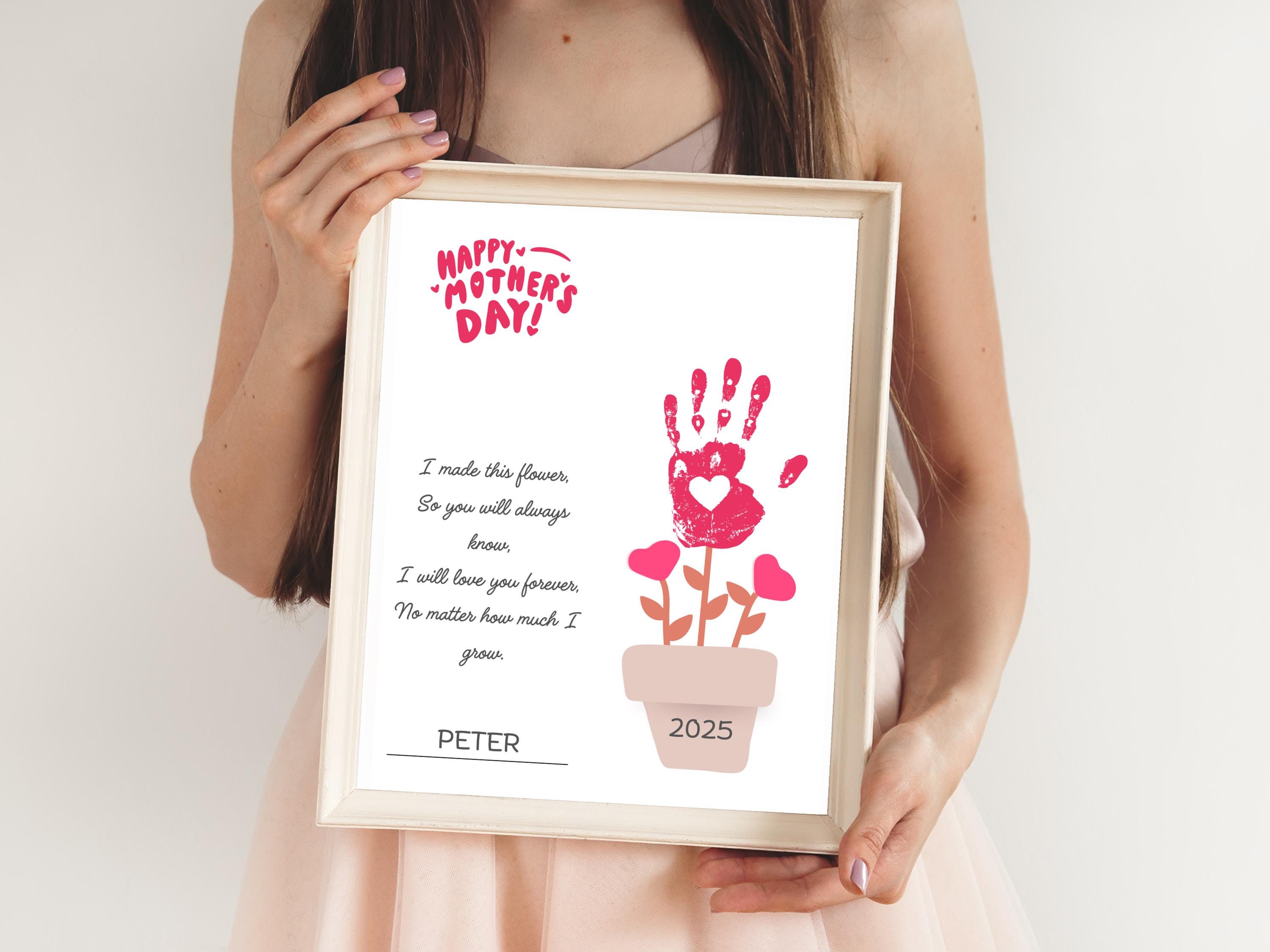 Mother's Day Handprint Flower Poem Craft Gift for Mum 2026, DIY Memory ...