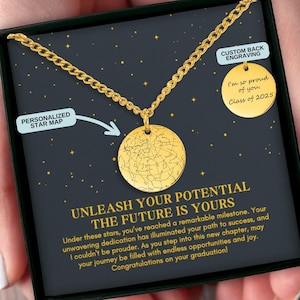 Collier de remise des diplômes personnalisé pour lui, chaîne cubaine de carte des étoiles, cadeau de remise de diplôme universitaire personnalisé pour homme, cadeau d'obtention du diplôme d'études secondaires pour lui