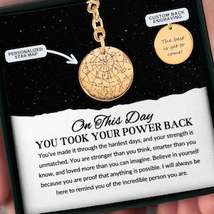Cadeau d'autonomisation pour elle ou pour lui, porte-clé personnalisé carte des étoiles, cadeau de divorce, cadeau de rétablissement, cadeau de santé mentale, cadeau d'encouragement, cadeau de rupture