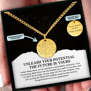 Collier de remise des diplômes carte des étoiles personnalisé, cadeau de remise des diplômes universitaires personnalisé pour lui, cadeau pour diplômé du secondaire, cadeau fils, cadeau petit-fils