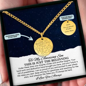 Cadeau personnalisé pour fils de maman ou papa, collier carte en étoile à mon fils, cadeau de remise des diplômes, cadeau nouvel emploi, nouveau départ, cadeau d'encouragement