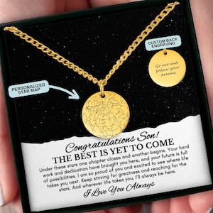 Cadeau personnalisé nouvel emploi pour fils, collier carte étoile gravée, cadeau de remise des diplômes de maman ou papa, collier à mon fils, cadeau nouveau départ