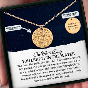 Collier carte étoile laissée dans l'eau, cadeau de baptême adulte personnalisé pour elle, cadeau d'encouragement chrétien, bijoux souvenir pour nouveau croyant