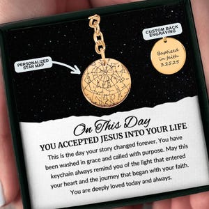 Cadeau de baptême pour lui ou elle, porte-clé personnalisé carte des étoiles, cadeau de baptême pour adulte, cadeau chrétien, cadeau religieux, cadeau d'encouragement pour un ami