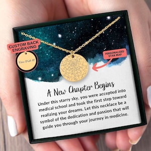 Cadeau collier carte étoile personnalisé faculté de médecine, étudiant, cadeau de départ, futur médecin, cadeau étudiant en médecine, cadeau de félicitations