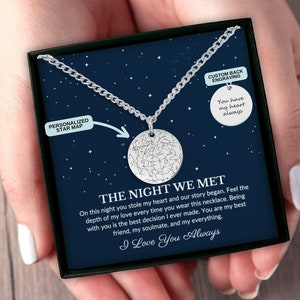 Custom Star Map Necklace for Him, Boyfriend Valentine&#39;s Gift, Anniversary Gift, Romantic Gifts, Personalized Gift for Husband, Birthday Gift