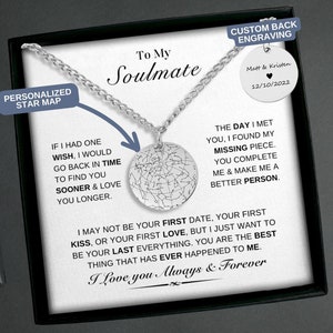 Collier âme soeur, cadeau futur mari, collier carte des étoiles personnalisé, cadeau mari, cadeau de Noël, cadeau de la Saint-Valentin, cadeau de petit ami