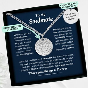 Collier personnalisé âme soeur carte des étoiles pour lui, cadeau d'anniversaire de mari, cadeau petit ami, cadeau futur mari, cadeau de Noël, cadeau de la Saint-Valentin