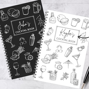 Personalized Cocktail Recipe Book, Gift for Bartender, Mixologist Gift, Custom Drink Recipe Book, Custom Cocktail Book, Bartender Gifts