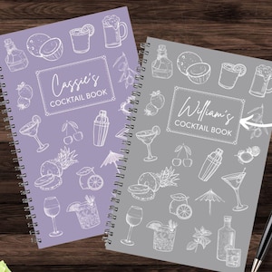 Personalized Cocktail Drink Recipe Book, Bartender Recipe Book, Cocktail Recipe Book, Mixology Gifts, Bartender Gifts, Signature Drink Book