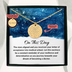 Cadeau futur médecin, collier carte des étoiles personnalisé, acceptation par une faculté de médecine, cadeau pour une école doctorale, cadeau pour étudiant en médecine, cadeau de félicitations