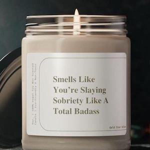 Sobriety Milestone Candle Gift: Soy Wax, Clean Scents