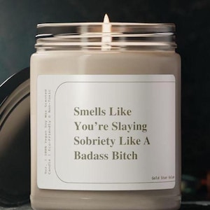 Slaying Sobriety Candle: Funny Recovery Gift, Sober Milestone