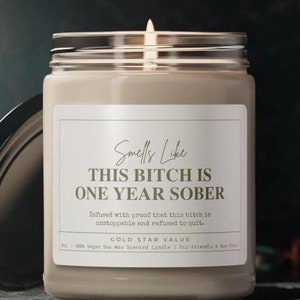 Funny One Year Sober Candle: Sobriety Milestone Gift