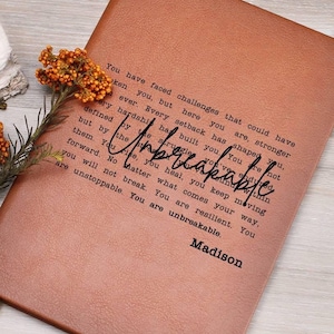 Personalized Vegan Leather Journal: Unbreakable Strength, Encouragement Gift