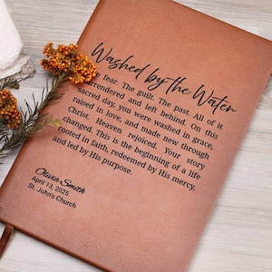 Washed by the Water Prayer Journal, Personalized Adult Baptism Gift for Him or Her image 1