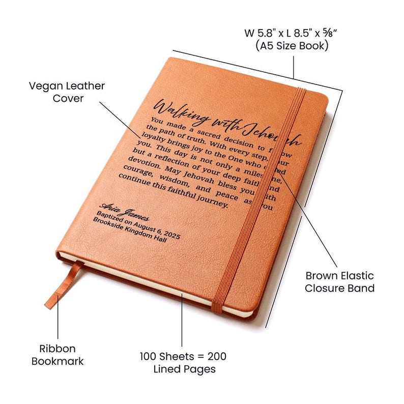 Personalized Adult Baptism Gift | JW Baptism Journal | Walking With Jehovah image 5