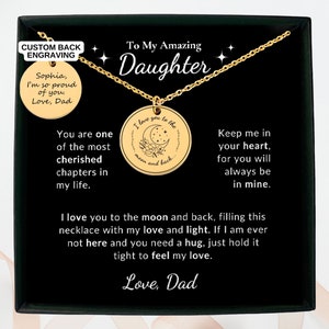Personalized Daughter Necklace from Dad: Engraved Stainless Steel Pendant