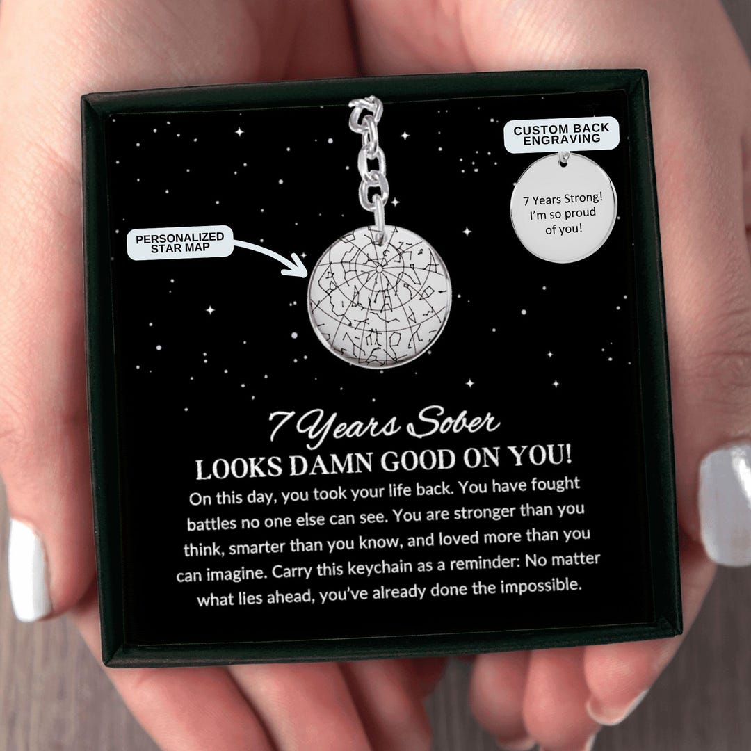 Recovery Star Keychain 7 Year Recovery Milestone – Custom Star Map Keychain - Etsy