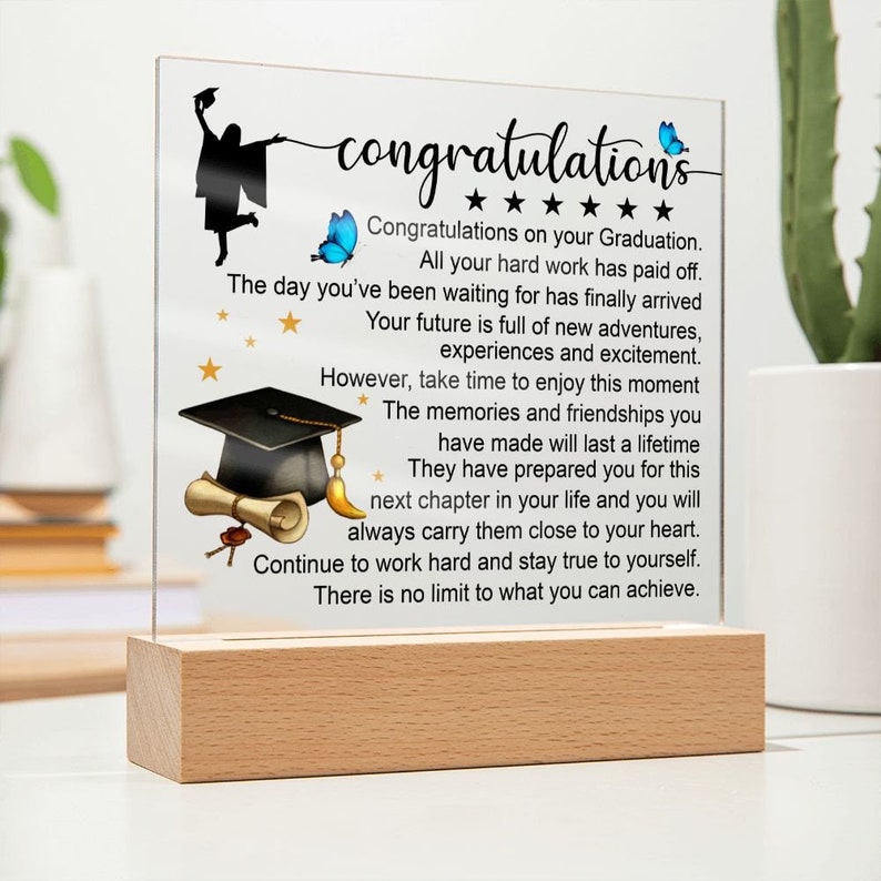 Graduation Acrylic Plaque, Congratulations Gift, High School Grad