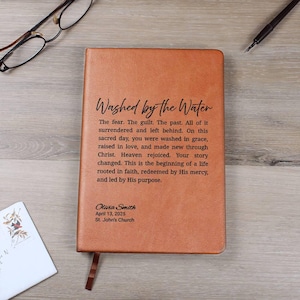 Washed by the Water Prayer Journal, Personalized Adult Baptism Gift for Him or Her image 6