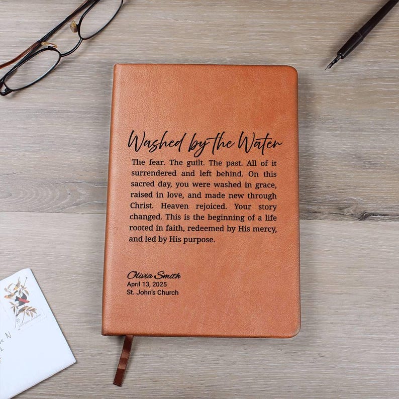 Washed by the Water Prayer Journal, Personalized Adult Baptism Gift for Him or Her image 6