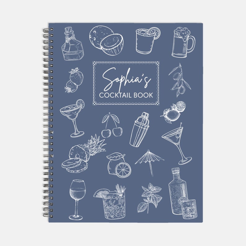 Personalized Cocktail Recipe Book, Cocktail Book, Gift for Bartender