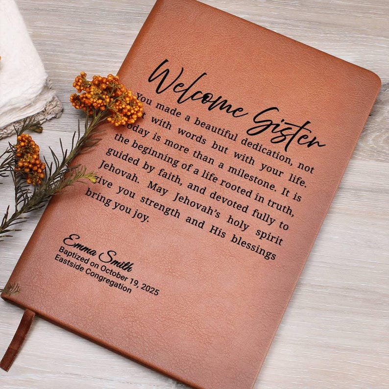 Welcome Sister Journal • JW Baptism Gift • Adult Baptism Keepsake • Personalized Dedication Notebook image 1