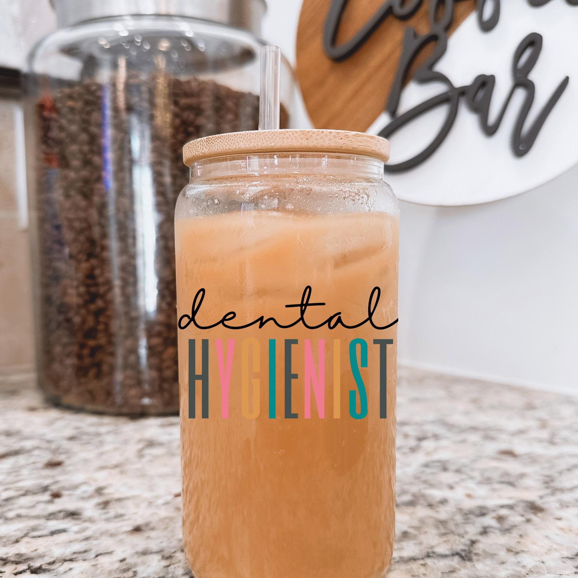 Dental Hygienist Glass Can, Iced Coffee Cups, Grad Gift for Dental