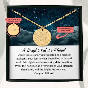 Medical Assistant Graduation Gift, Custom Star Map Necklace, Medical Assistant, MA Gift, CMA Gift, Nurse Assistant, Congratulations Gift