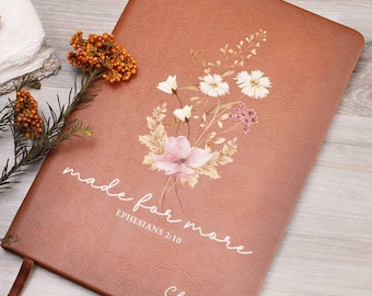 Personalized Vegan Leather Prayer Journal: Floral Christian Gift