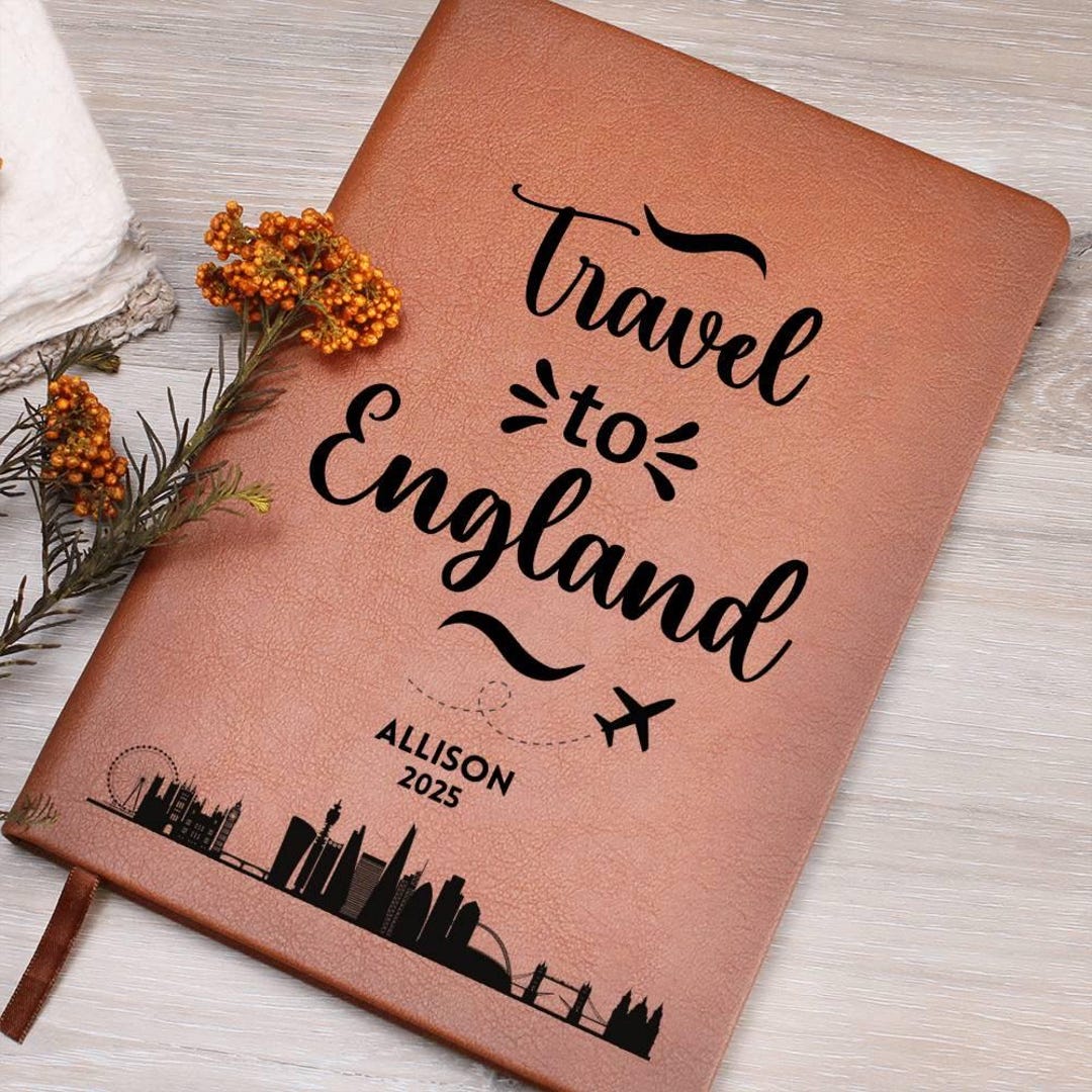 Personalized England Travel Journal: Vegan Leather Adventure Notebook ...