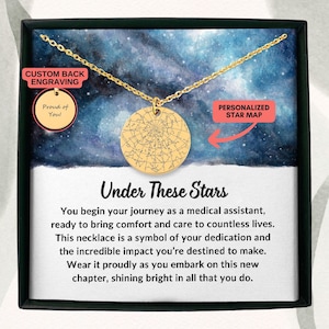 Medical Assistant Gift, Custom Star Map Necklace, New Medical Assistant, MA Gift, Medical Assistant Graduation Gift, Nurse Appreciation Gift