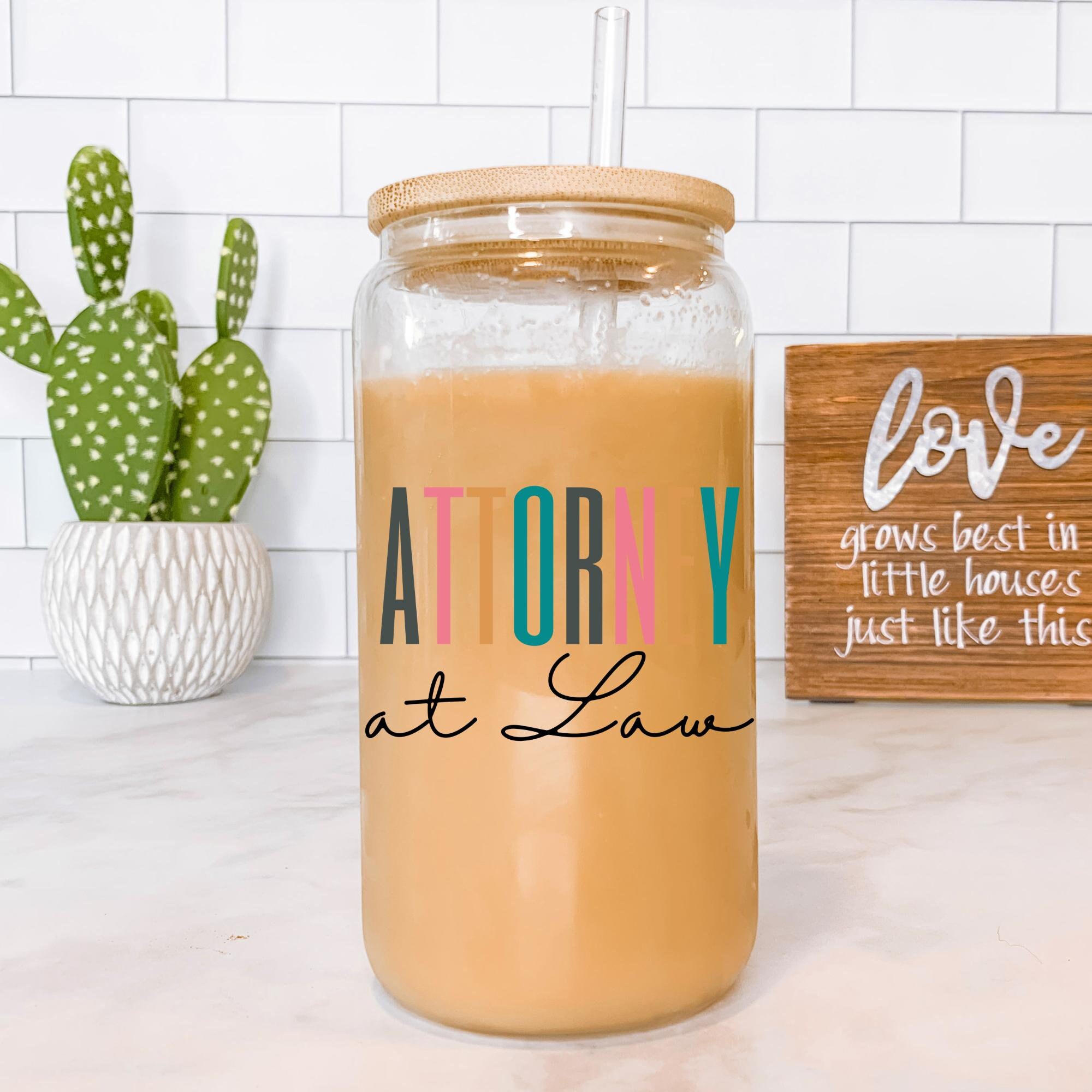 Attorney at Law Glass Can, Lawyer Gifts, Attorney Gifts, Lawyer Grad