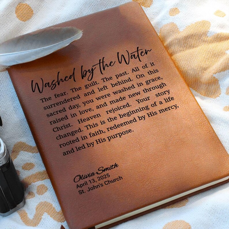 Washed by the Water Prayer Journal, Personalized Adult Baptism Gift for Him or Her image 7