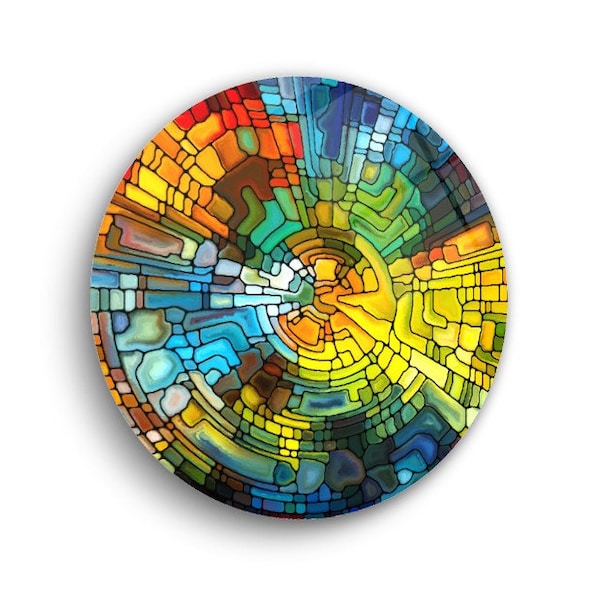 Stained Glass Window Glass Wall Art, Glass Home Wall Decor Gift, Housewarming Gift, Colorful Wall Hanging Round, Large Wall Art Spirituel