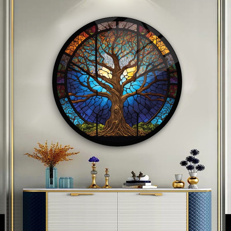 Glass Wall Art Decorabstract Wall Painting Home Decor Etsy