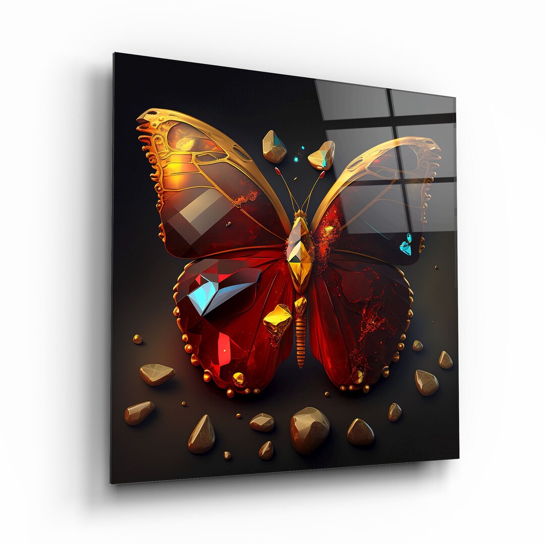 Butterfly Glass Wall Painting Art Decor, Wall Hangings Square