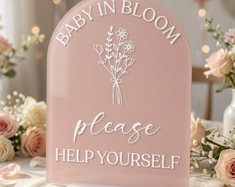Panneau acrylique « Bébé en fleurs », signalétique pour cadeaux de naissance