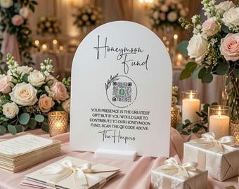Custom Honeymoon Fund Acrylic QR Code, Wedding Sign