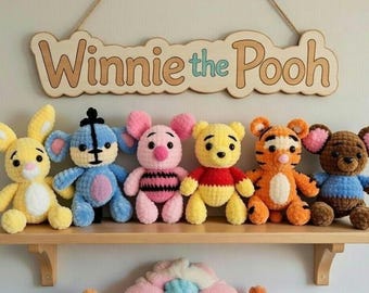 Crochet Winnie the Pooh and Friends Plushie, Handmade Nursery Decor