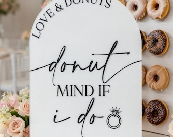 Panneau acrylique pour bar à donuts, signalétique élégante et personnalisée pour mariage ou fête